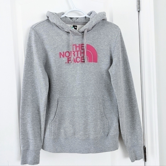 The north face grey hoodie with pink logo Small @C1 - Picture 4 of 8